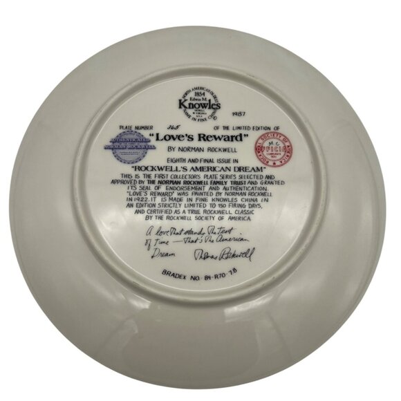 1987 Knowles Norman Rockwell Plate Love's Reward 8.5" Bradex 84-R70-7.8 - Picture 3 of 5